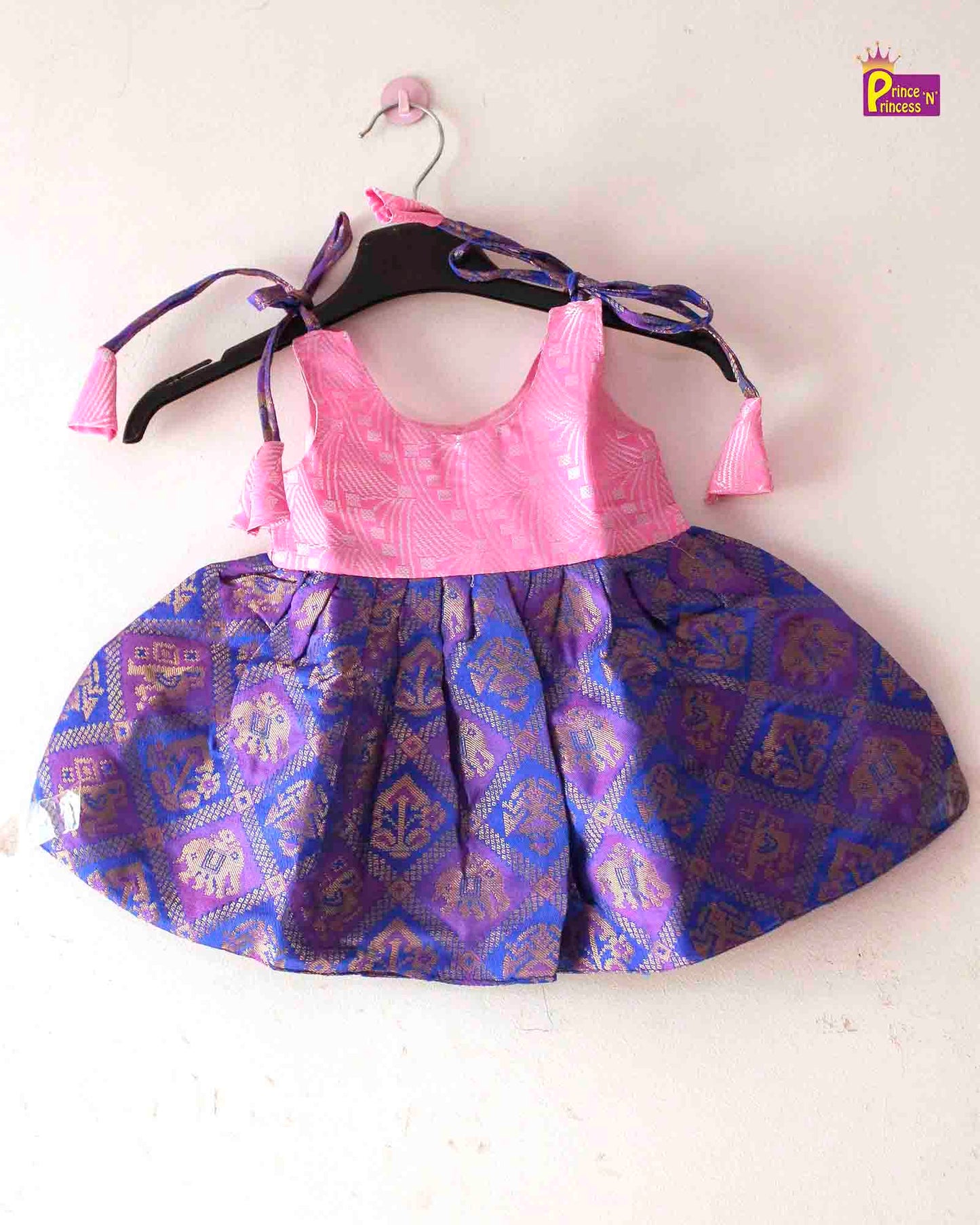 New Born Pink Purple Pattu frock LF444