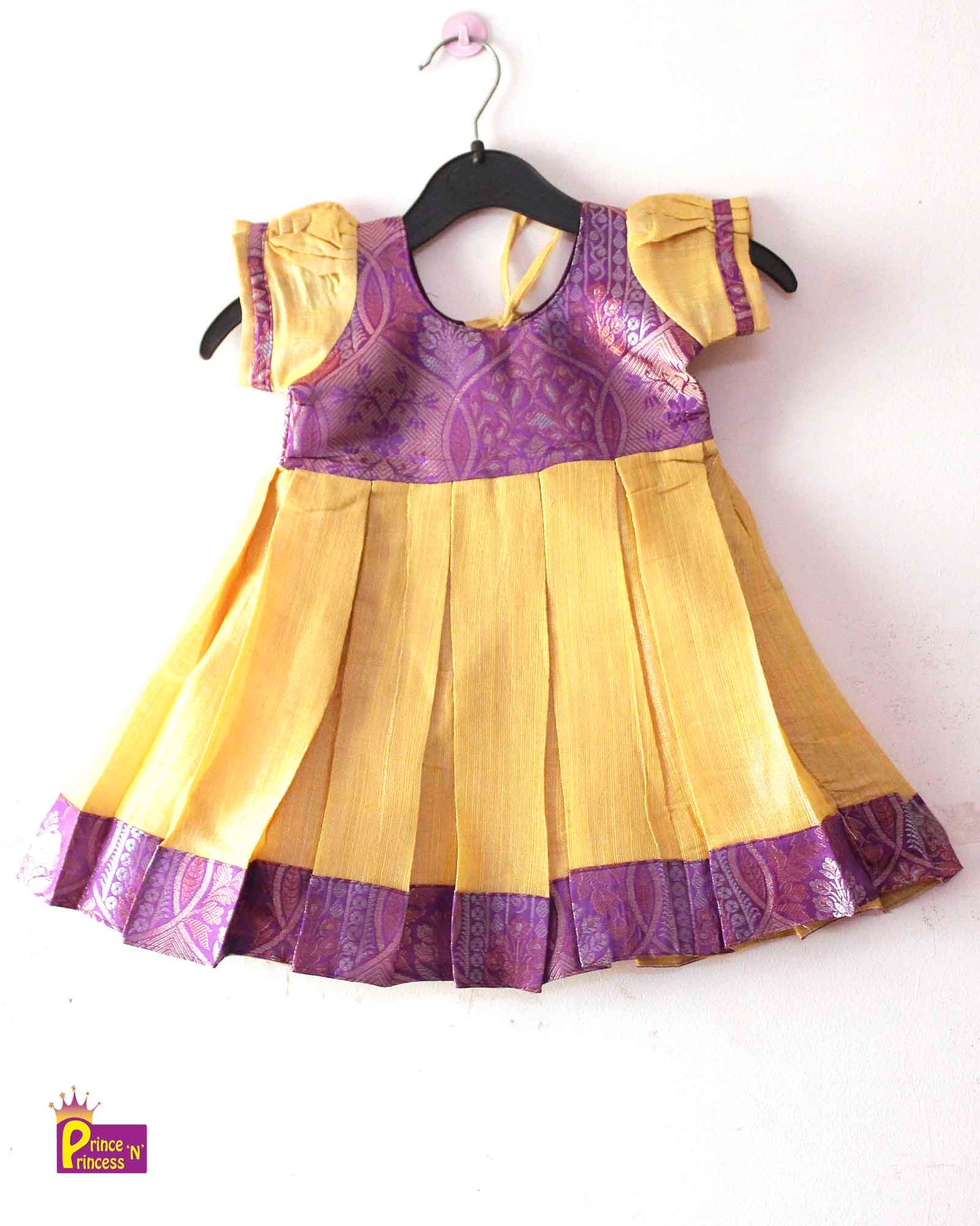 New Born Pink Purple Pattu frock LF530