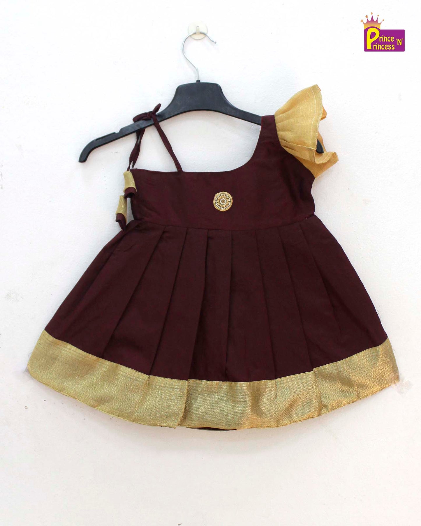 New born Maroon Raw Silk Frock LF760