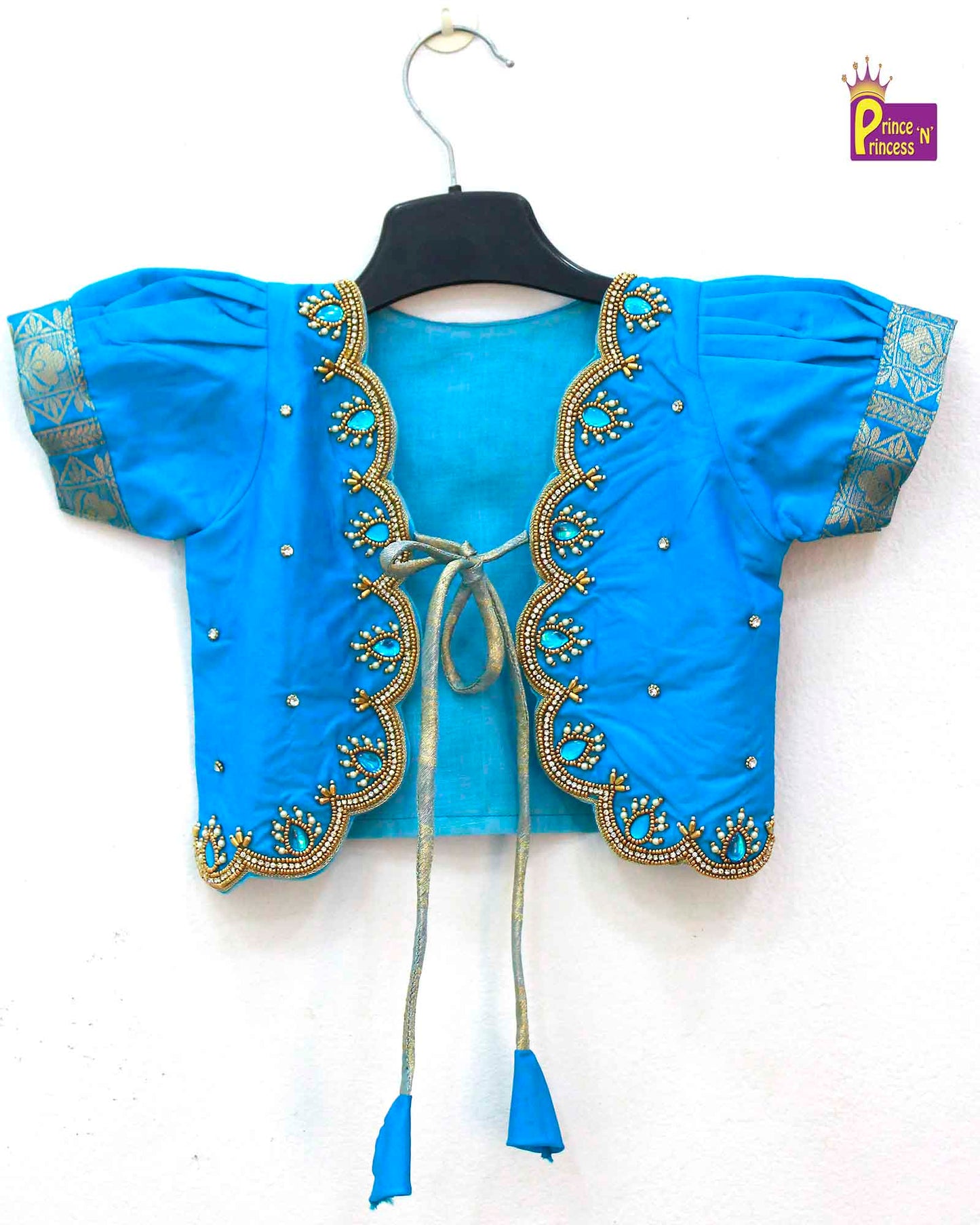Kids Traditional Sky Blue Aari Coat Type Long gown PG475