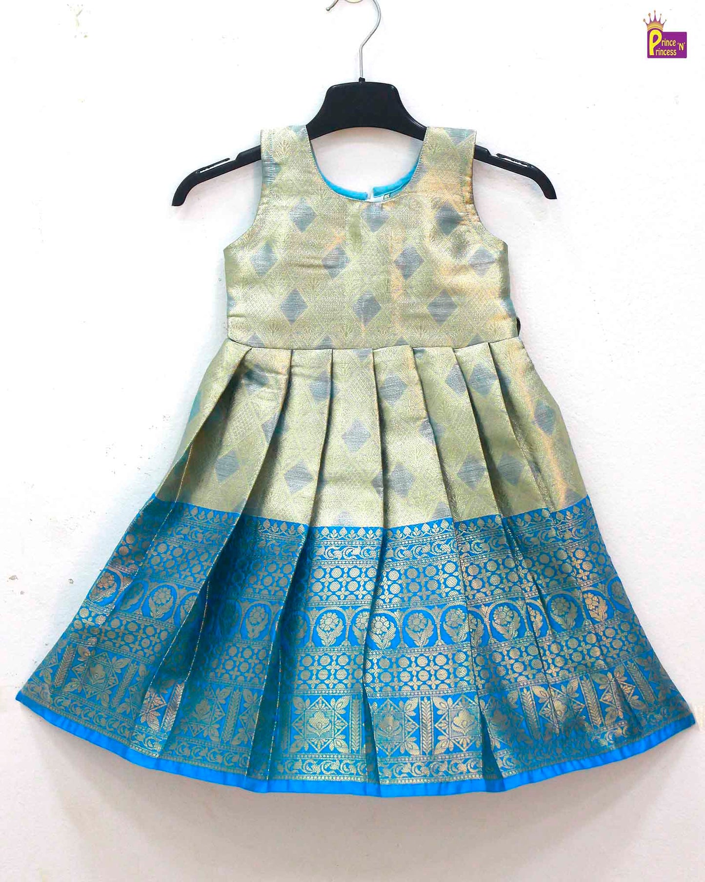 Kids Traditional Sky Blue Aari Coat Type Long gown PG475