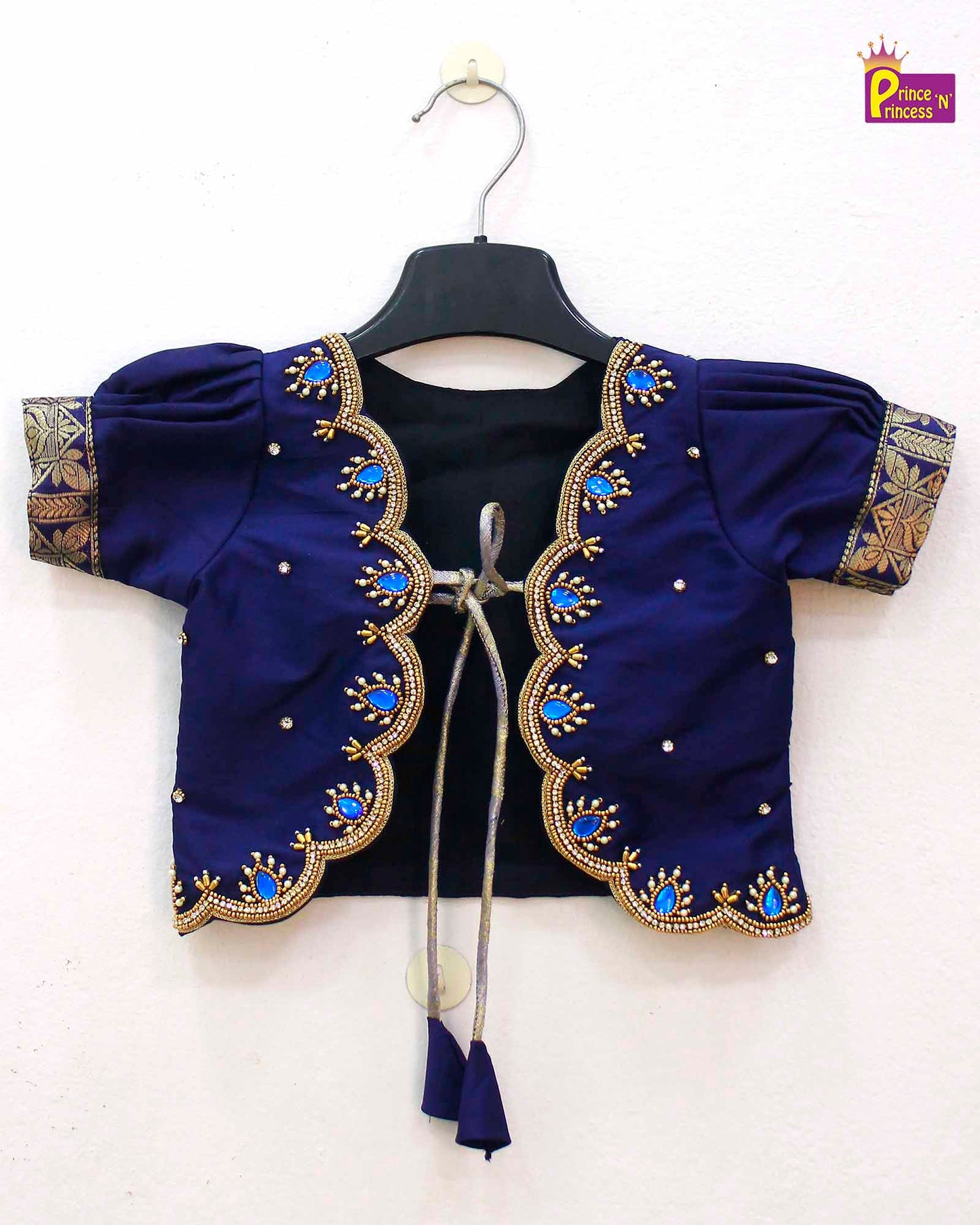 Kids Traditional Dark Blue Aari Coat Type Long Gown PG480