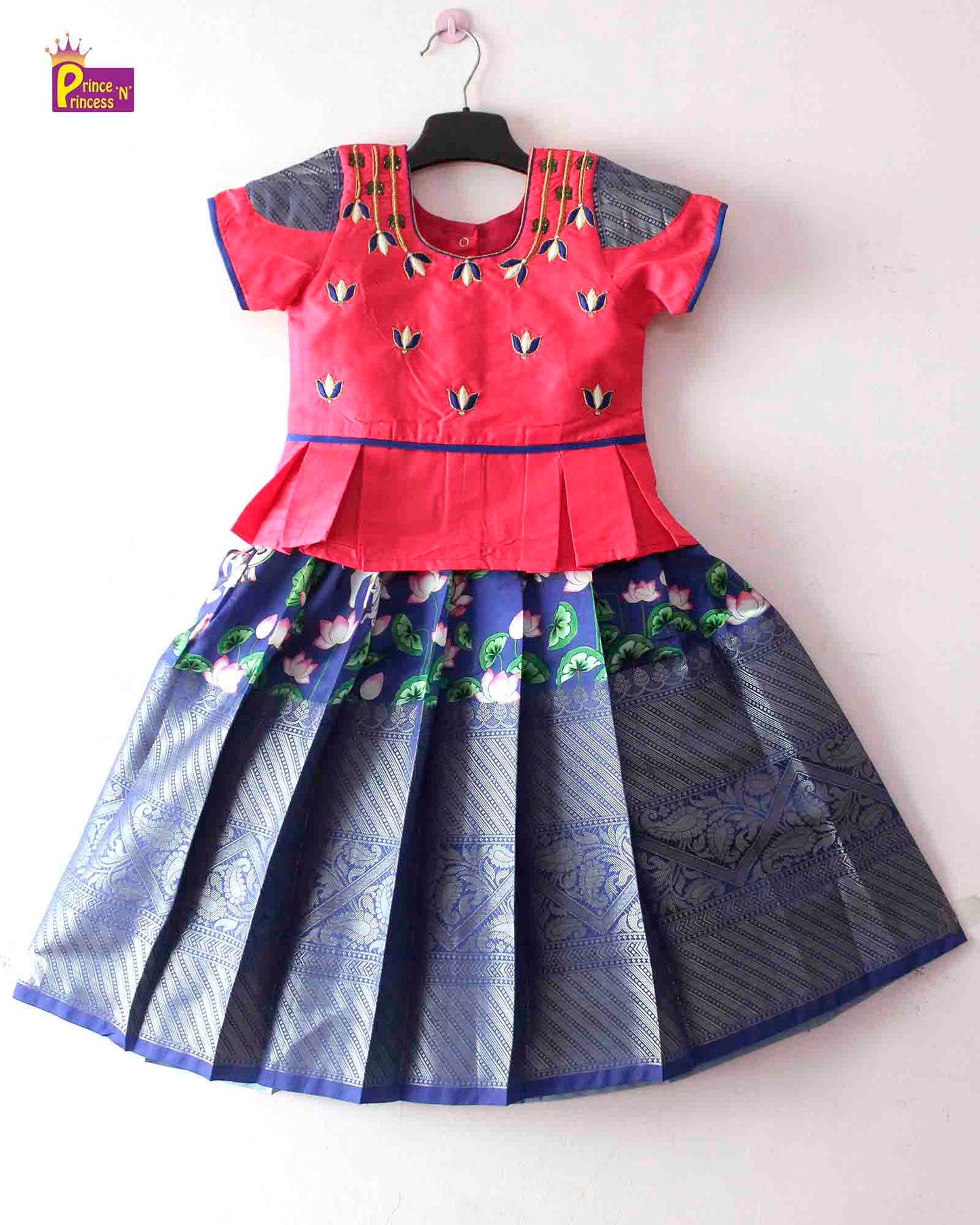 Kids Blue Pattu Pavadai PPP1396
