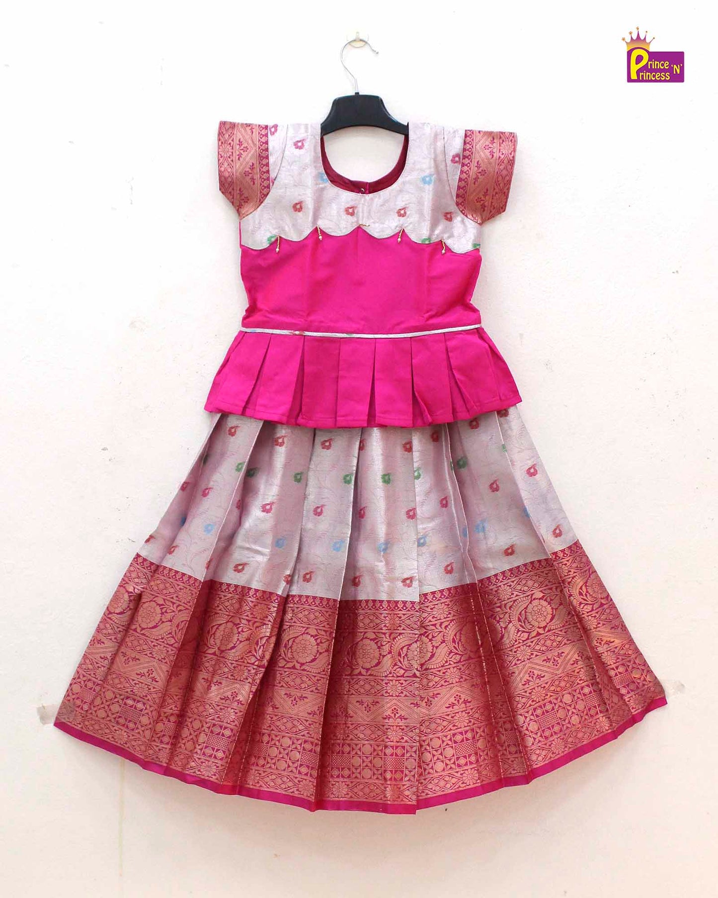 Kids Pink Traditional Pattupavadai PPP1531