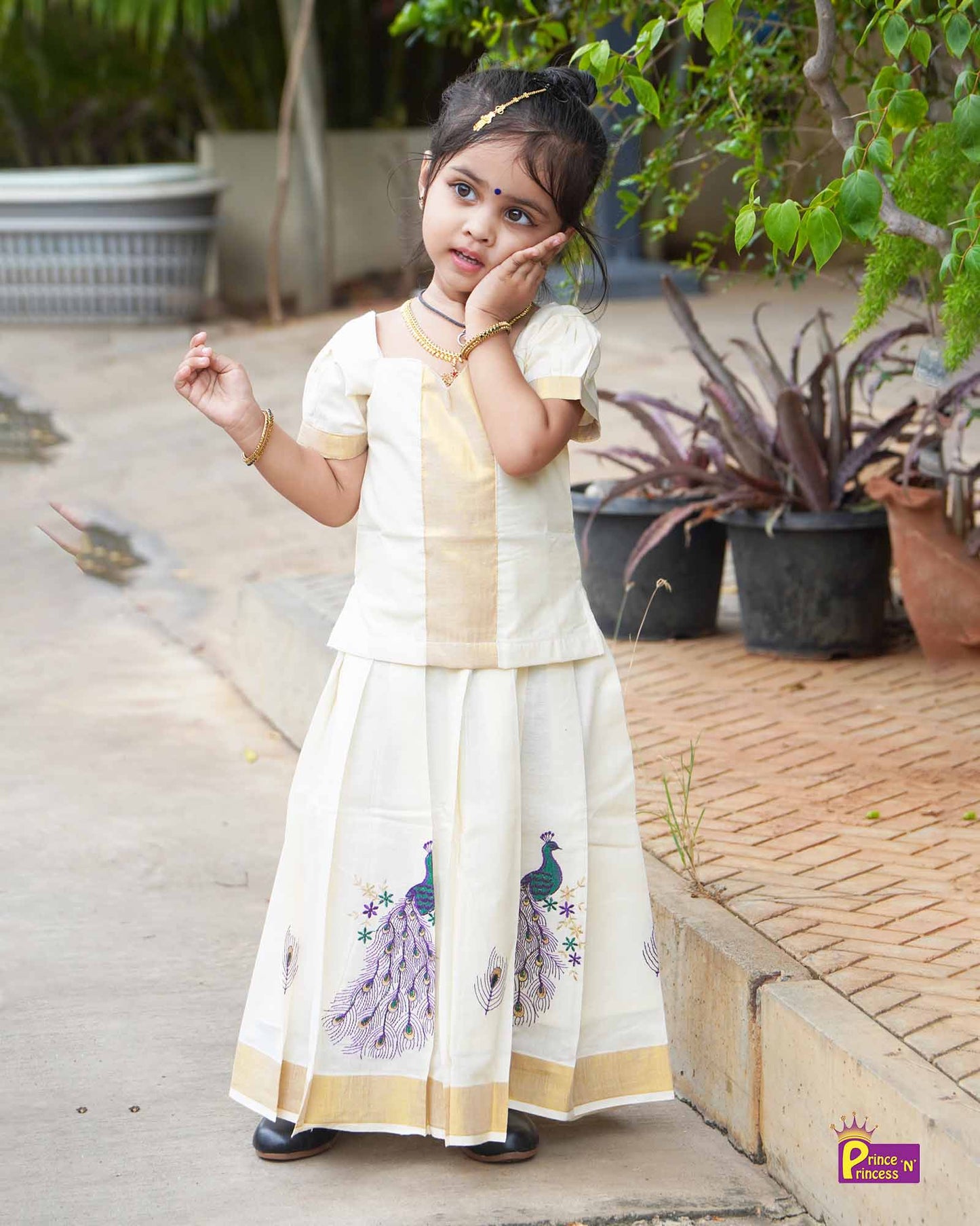 Kids Kerala Kasavu Traditional Pattu Pavadai PPP1561