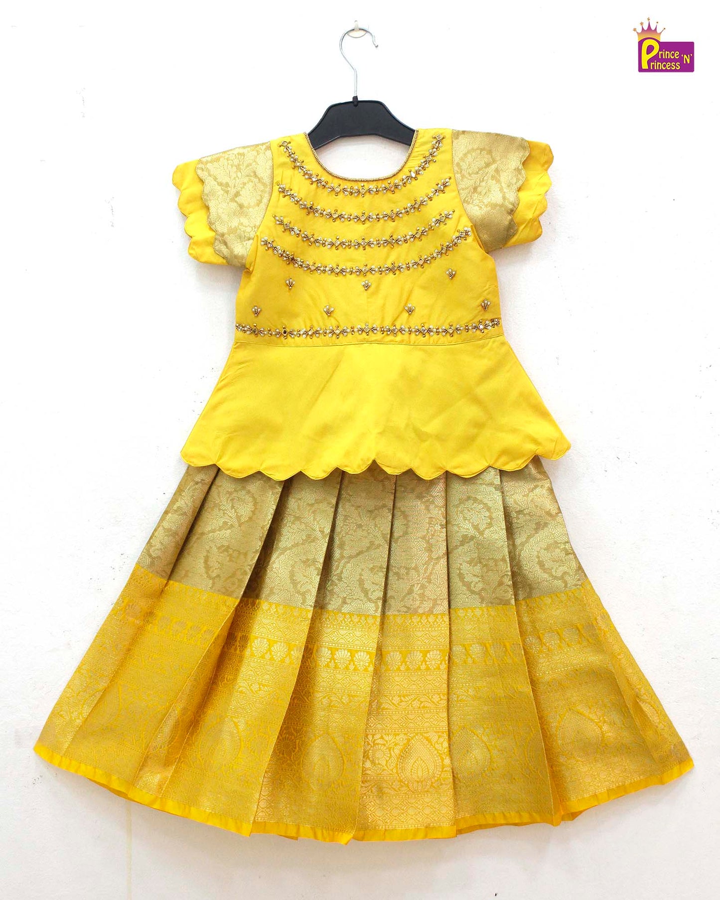 Kids YellowTraditional Aari Pattupavadai PPP1799