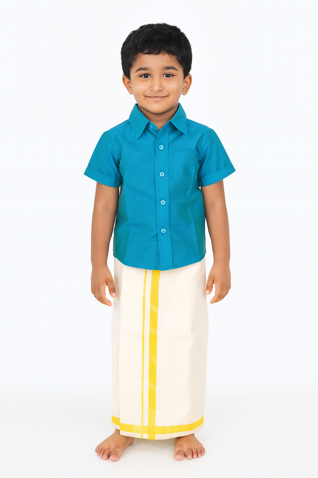 Boys South Indian RamaGreen Shirt Dhoti SD092