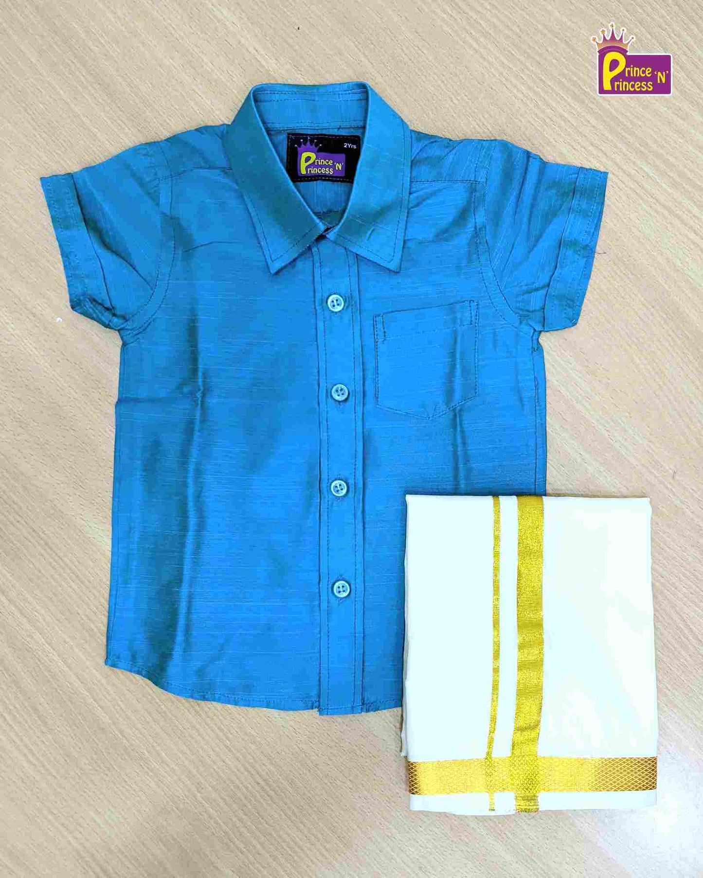 Boys South Indian RamaGreen Shirt Dhoti SD092