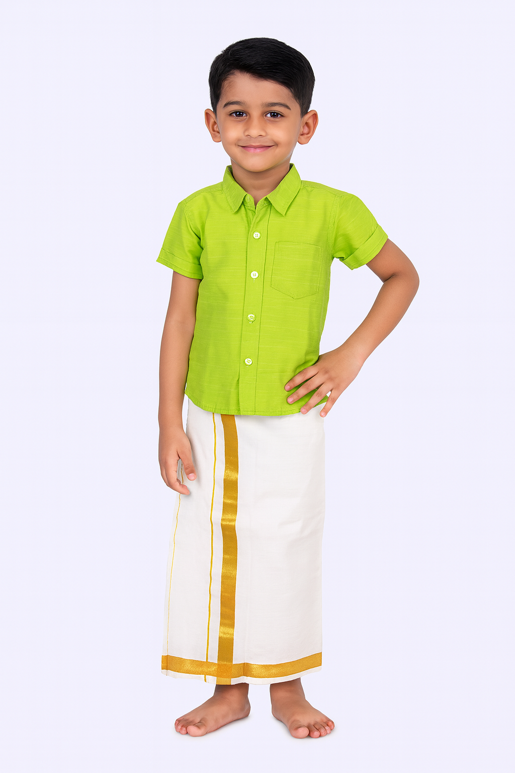 Boys South Indian Maroon Shirt Dhoti SD093