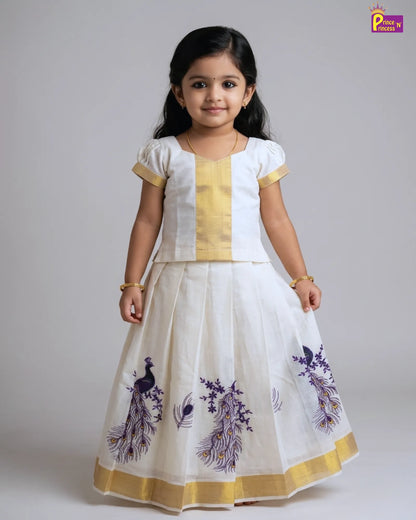 Kids Kerala Kasavu Traditional Pattu Pavadai PPP1561