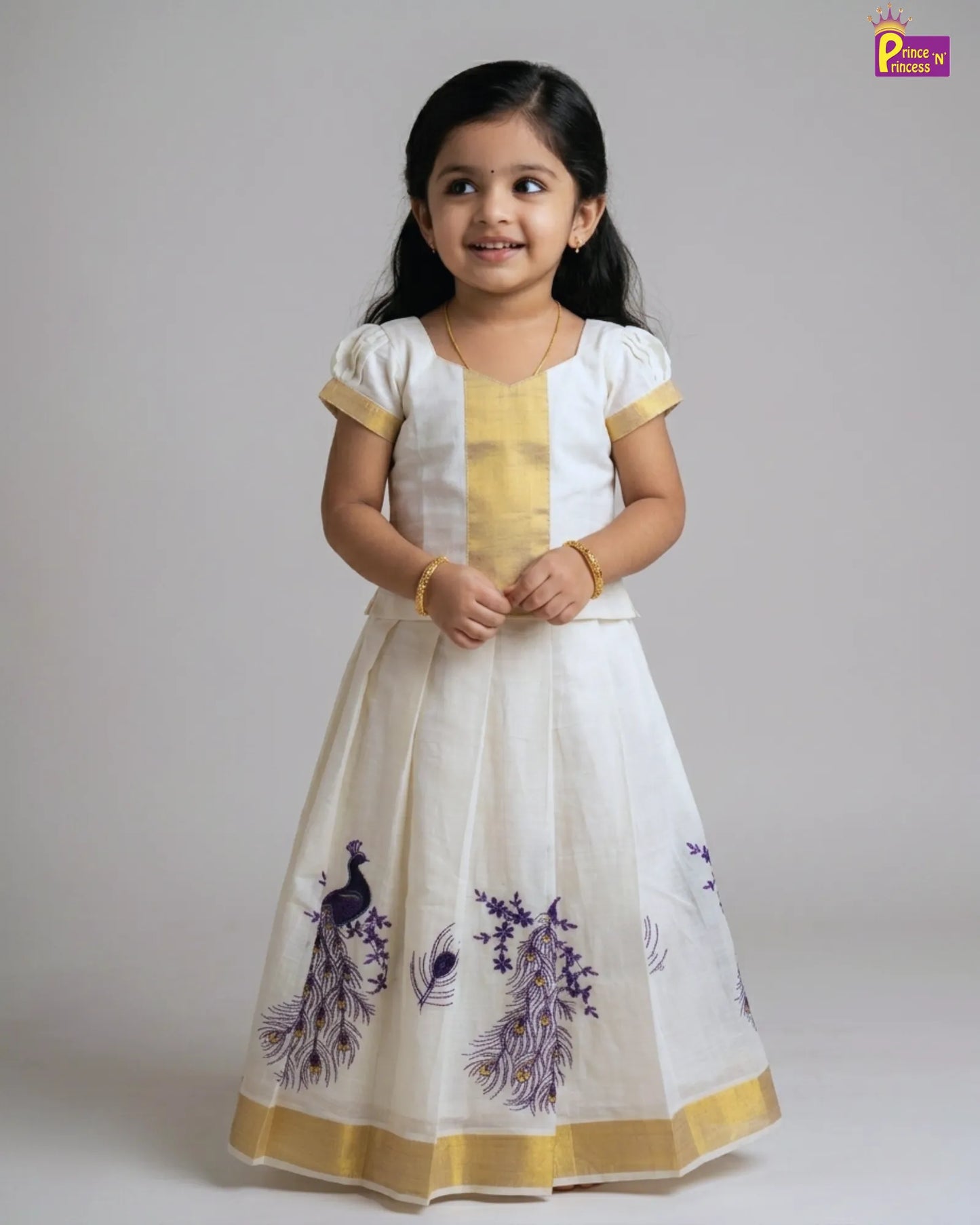 Kids Kerala Kasavu Traditional Pattu Pavadai PPP1561