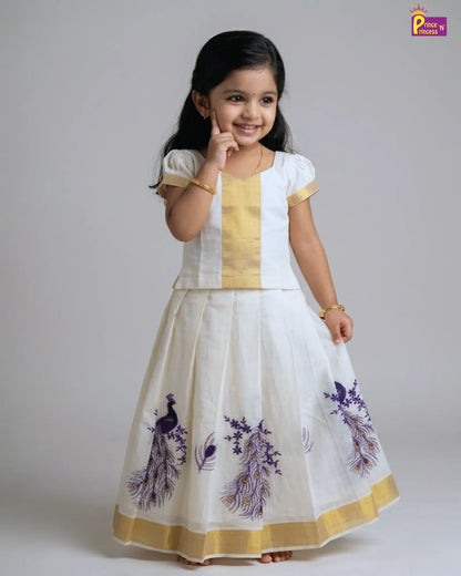 Kids Kerala Kasavu Traditional Pattu Pavadai PPP1561