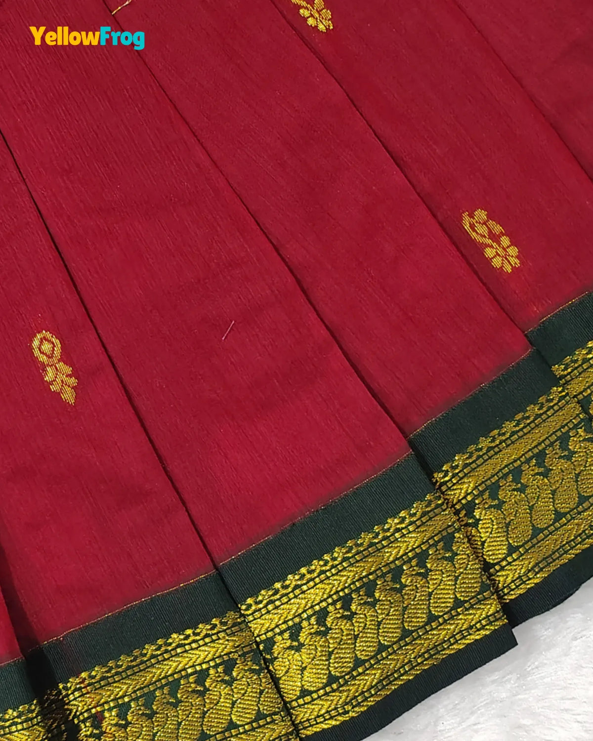 Girls Maroon & Green Kalyani Cotton Halter Neck Pavadai Set PPP2168
