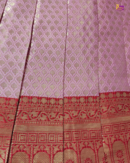 Purple fabric with gold and red patterns