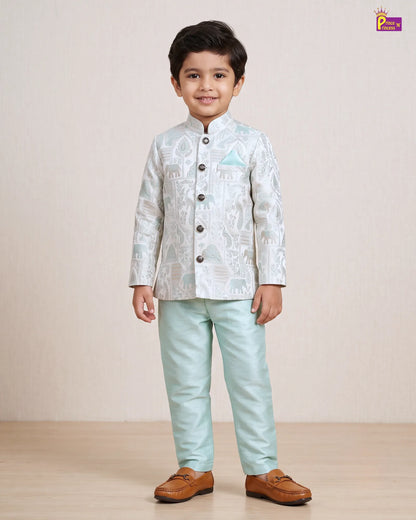 Boys Jacquard Brocade Sherwani Set | Traditional Indian Wear KP235