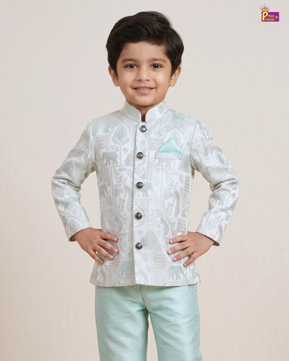 Boys Jacquard Brocade Sherwani Set | Traditional Indian Wear KP235