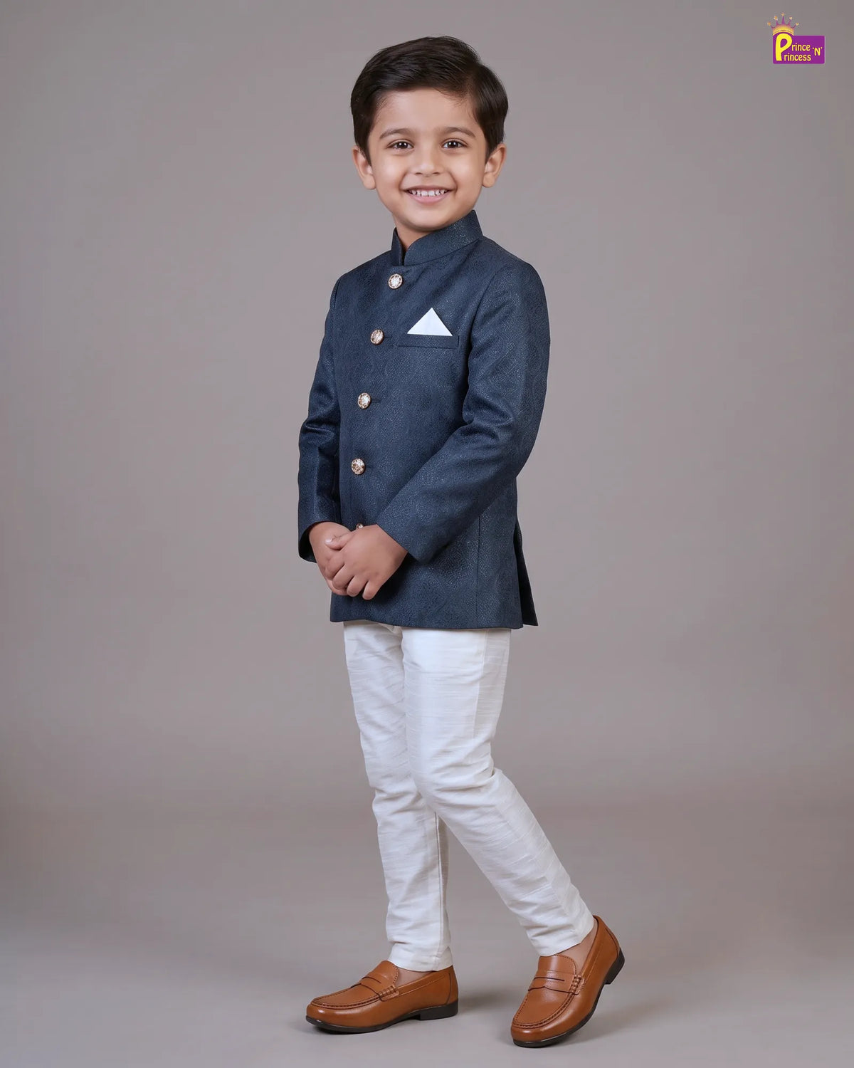 Boys Navy Blue Sherwani Set | Wedding & Festive Ethnic Wear KP237