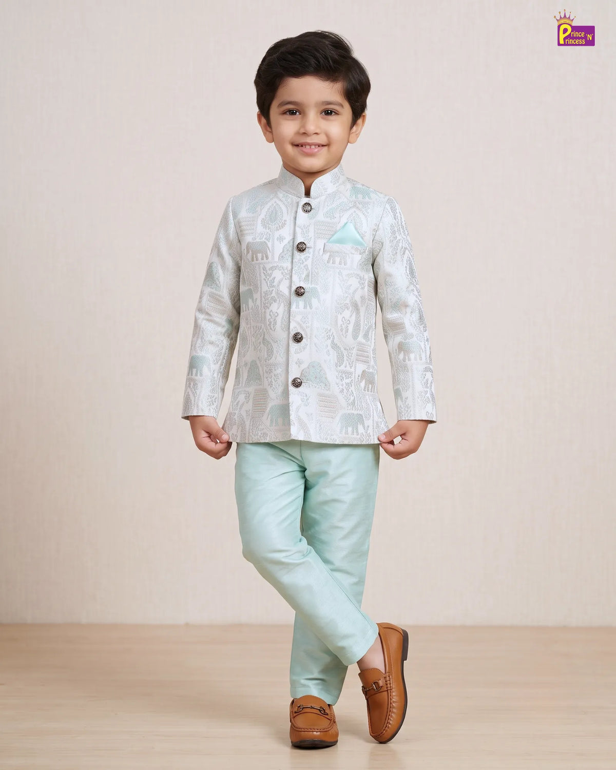 Boys Jacquard Brocade Sherwani Set | Traditional Indian Wear KP235