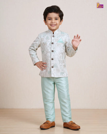 Boys Jacquard Brocade Sherwani Set | Traditional Indian Wear KP235