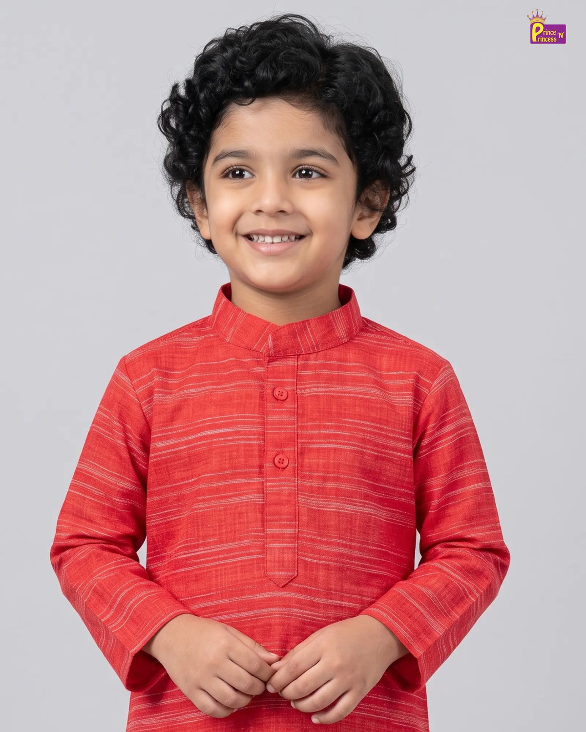 Boys Red Linen Cotton Kurta Pajama KP179
