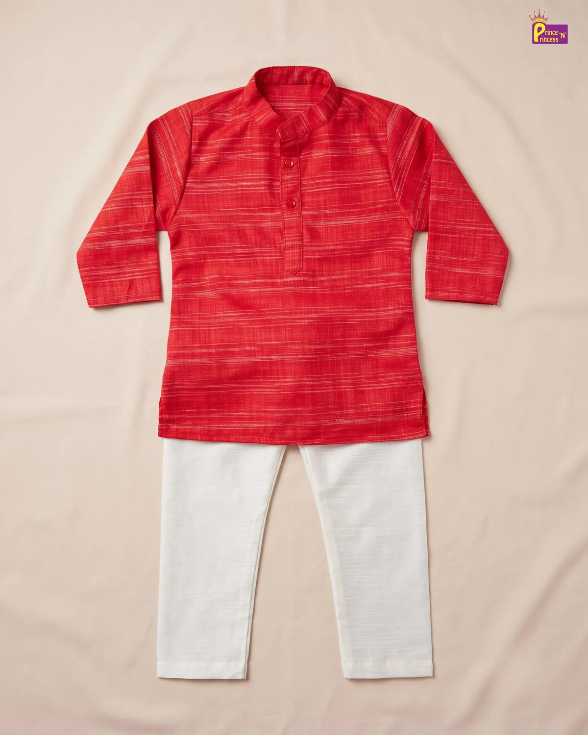 Boys Red Linen Cotton Kurta Pajama KP179