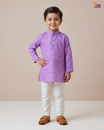 Boys Lavender Linen Cotton Kurta Pajama KP178