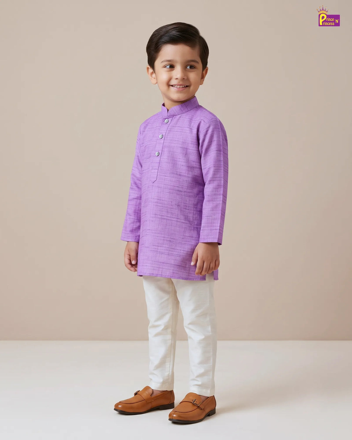 Boys Lavender Linen Cotton Kurta Pajama KP178