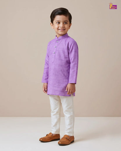 Boys Lavender Linen Cotton Kurta Pajama KP178