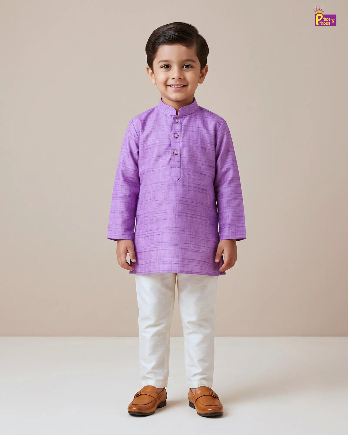 Boys Lavender Linen Cotton Kurta Pajama KP178