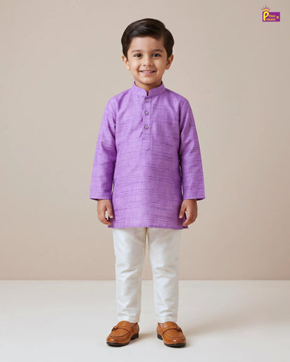 Boys Lavender Linen Cotton Kurta Pajama KP178