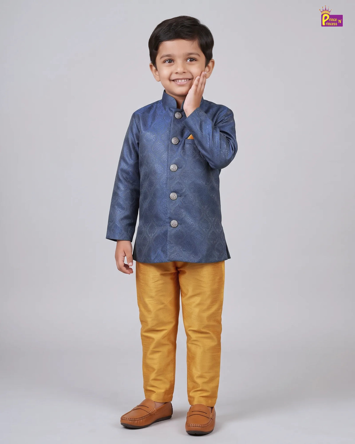 Boys Jacquard Brocade Sherwani Set for Festivals & Weddings KP238