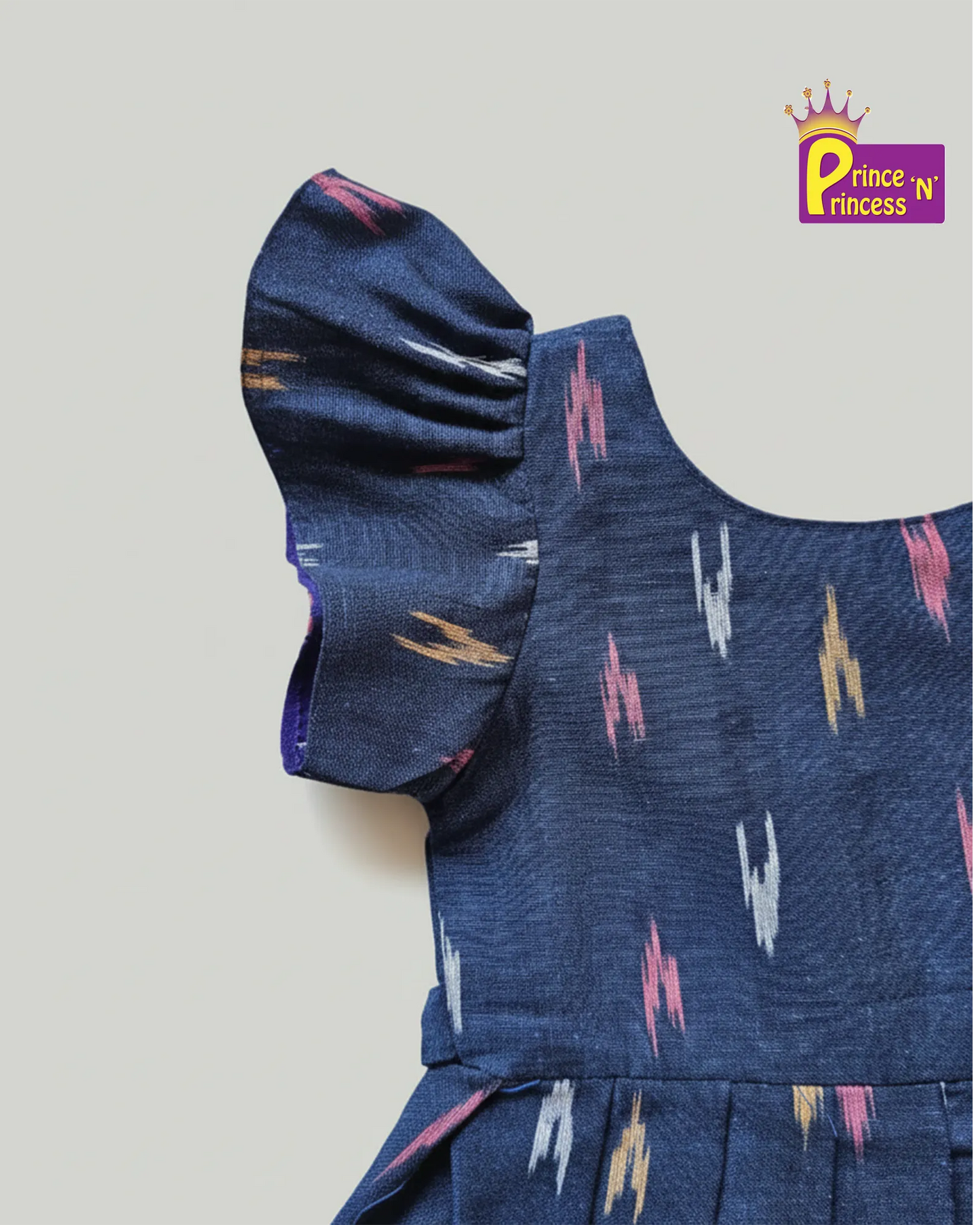 Kids Blue Ikkat Cotton Frock CF390