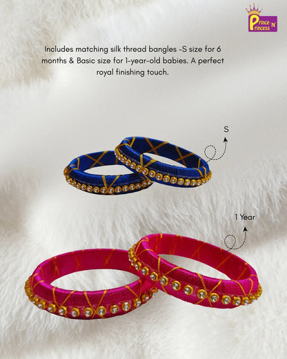 Royal Moments Gift Box Silk Pattu Frock & Chettinad Cotton Gown with Bangles GB-GT0001