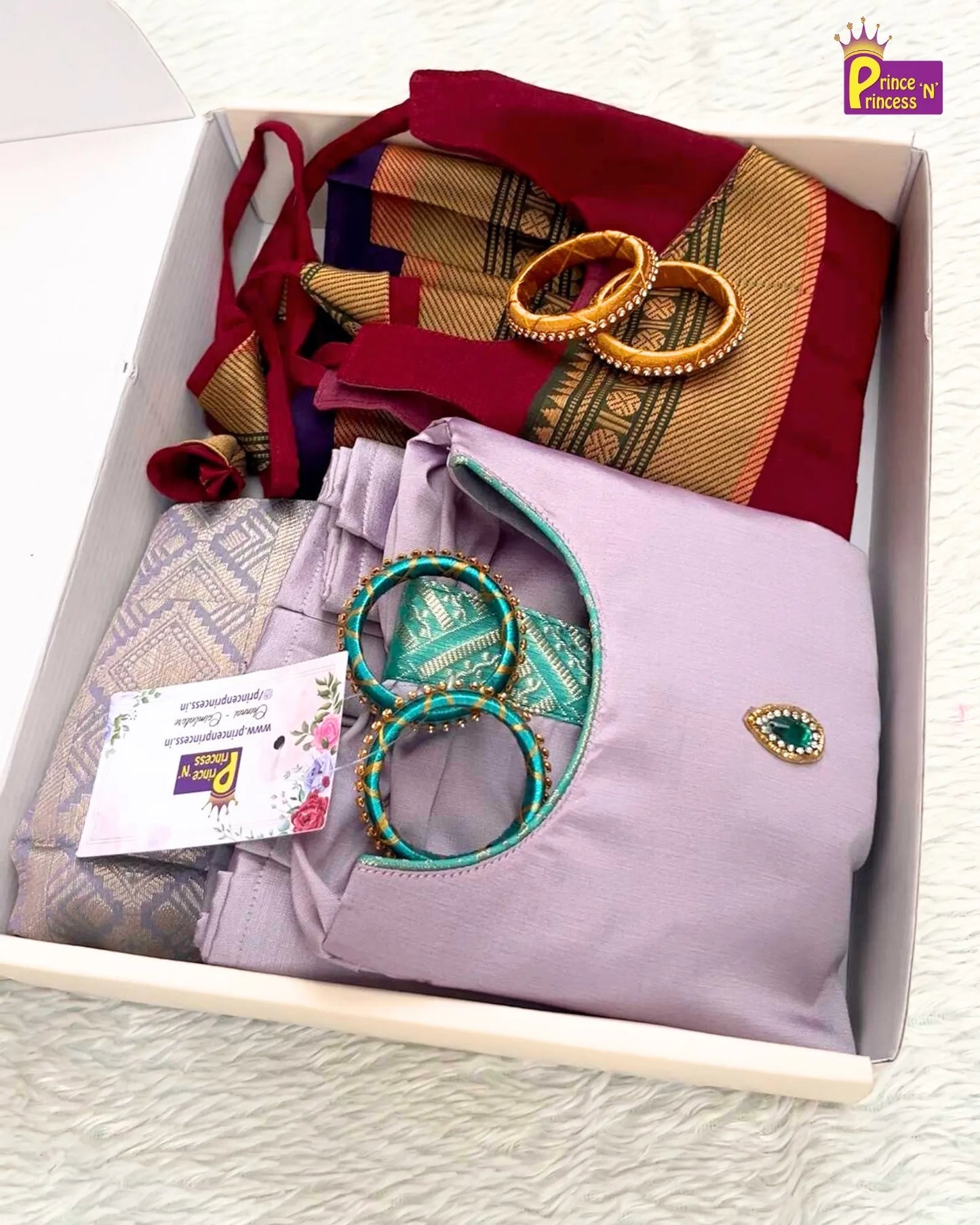Pattu Pavadai & Pattu Frock Royal Moments Gift Box with Bangles GB-GT004