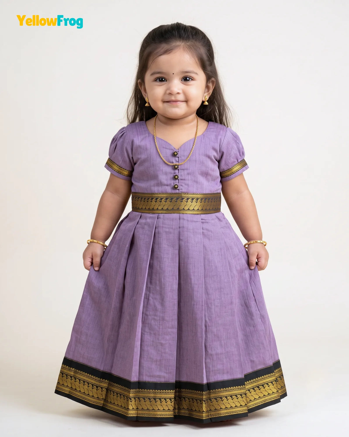 Girls Lilac Kalyani Cotton Traditional Full Gown  PG731