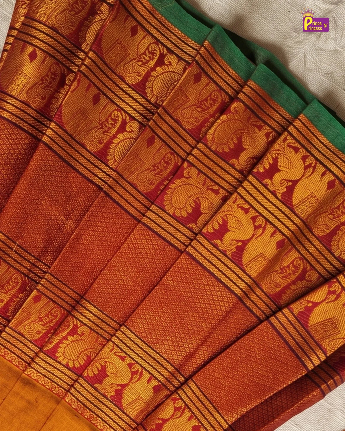 Girls Mustard Gold Kalyani Cotton Traditional Pattu Gown PG752
