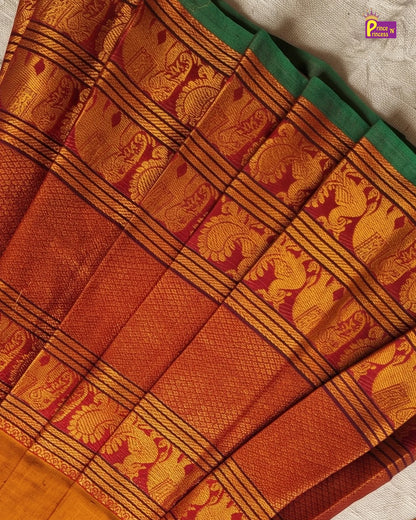 Girls Mustard Gold Kalyani Cotton Traditional Pattu Gown PG752
