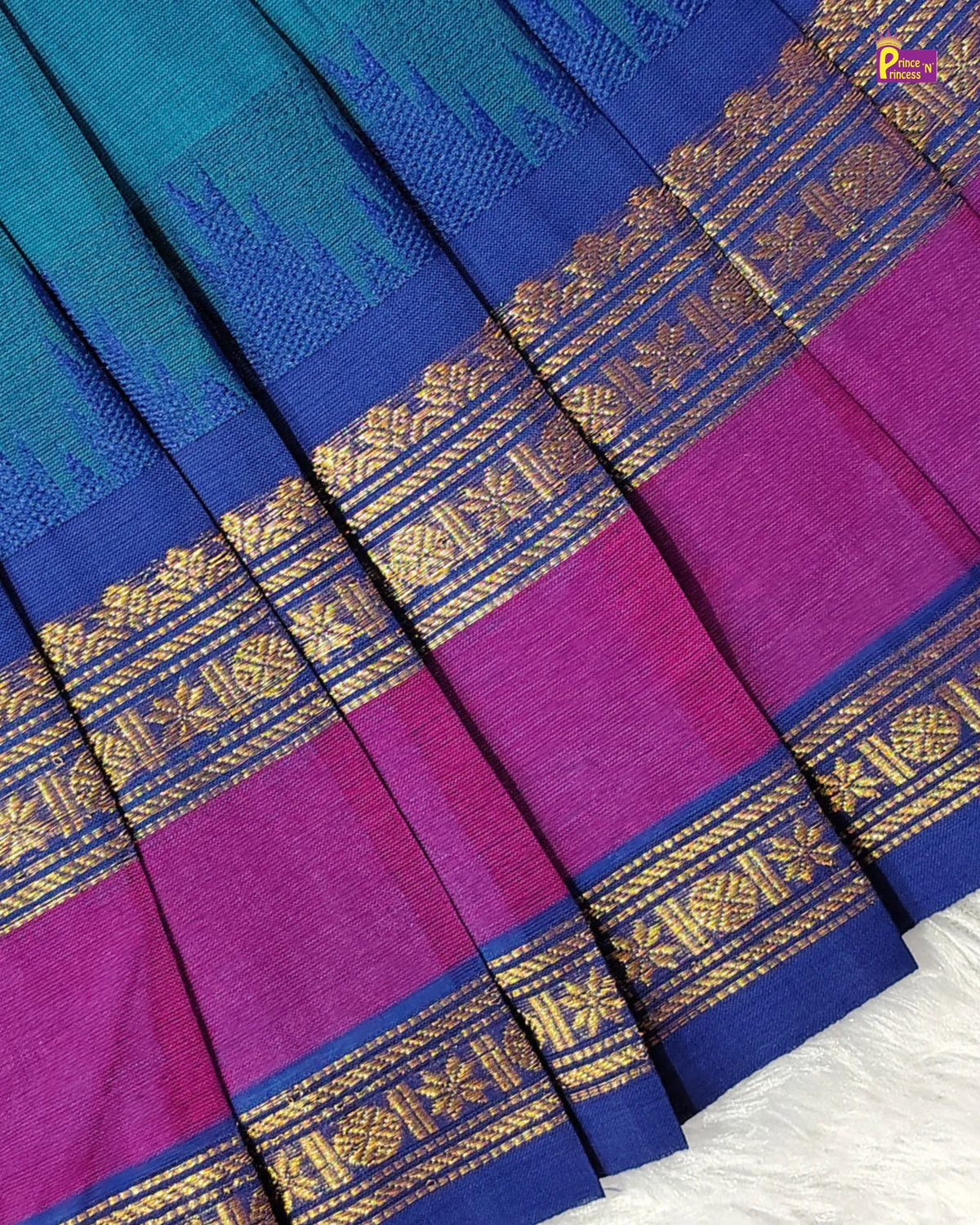 Girls Magenta Gold Pattu Gown | Chettinad Style PG732