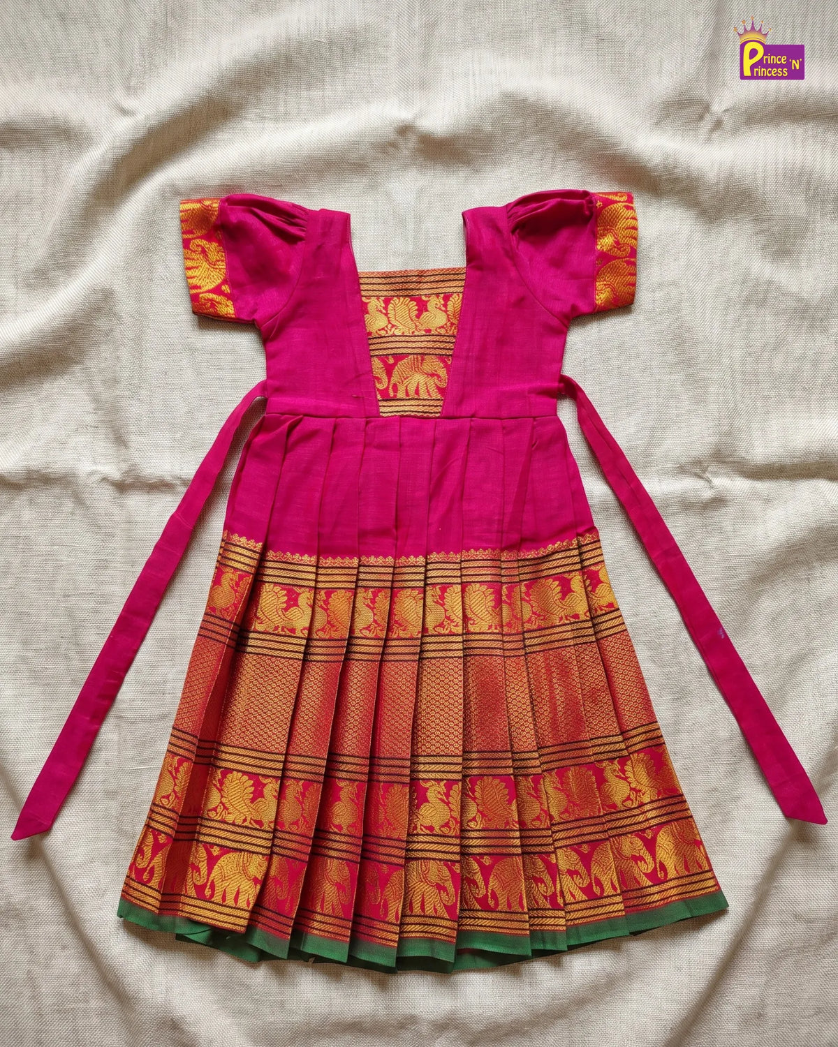 Rani Pink Kalyani Cotton Gown for Girls – Festive Wear PG750