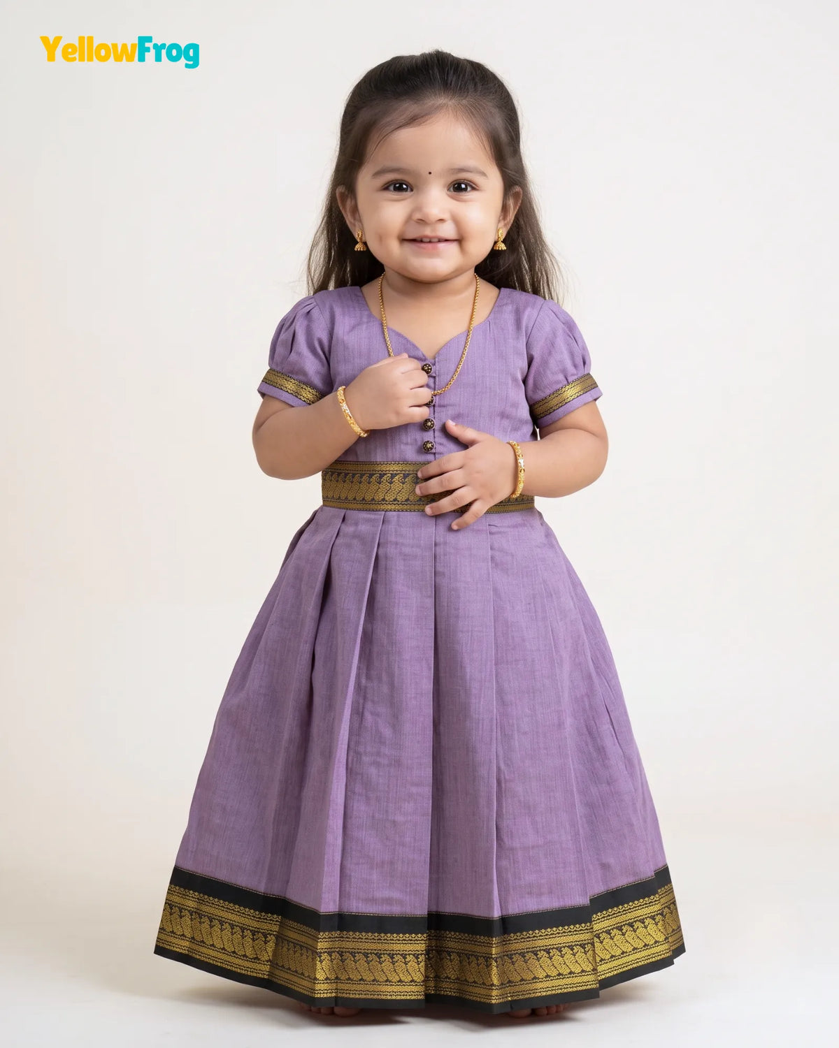 Girls Lilac Kalyani Cotton Traditional Full Gown  PG731