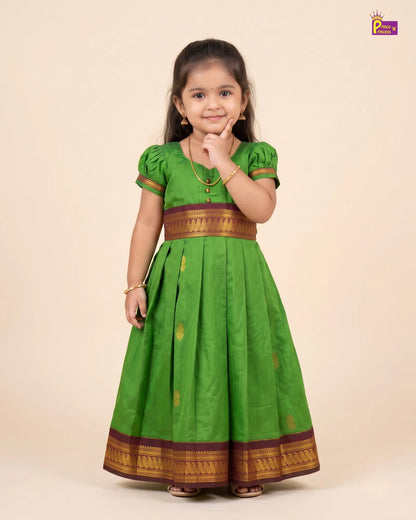 Girls Parrot Green Kalyani Cotton Gown PG743