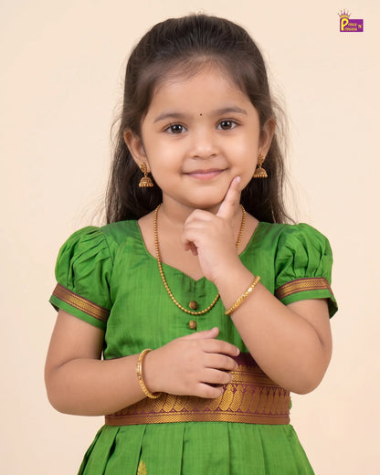 Girls Parrot Green Kalyani Cotton Gown PG743