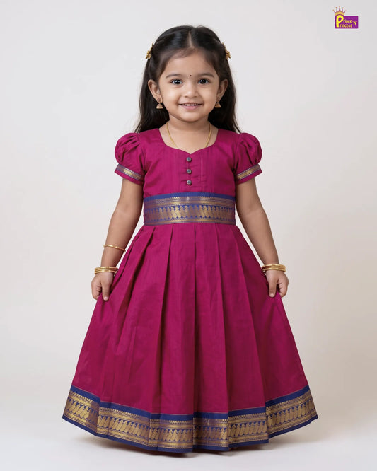 Girls Magenta Kalyani Cotton Traditional Gown PG741