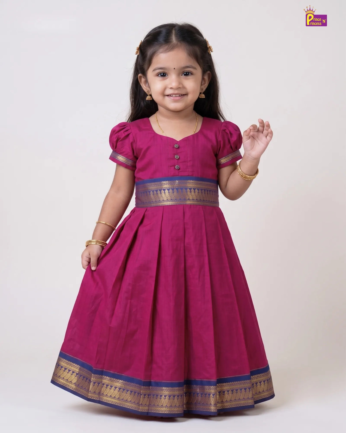 Girls Magenta Kalyani Cotton Traditional Gown PG741