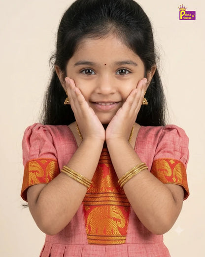Girls Onion Pink Kalyani Cotton Ethnic Gown PG754