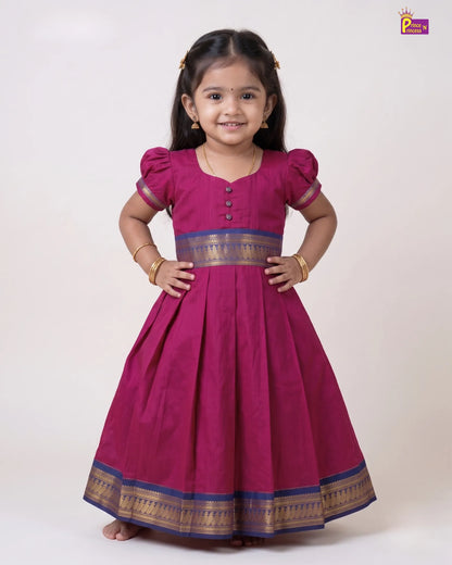 Girls Magenta Kalyani Cotton Traditional Gown PG741