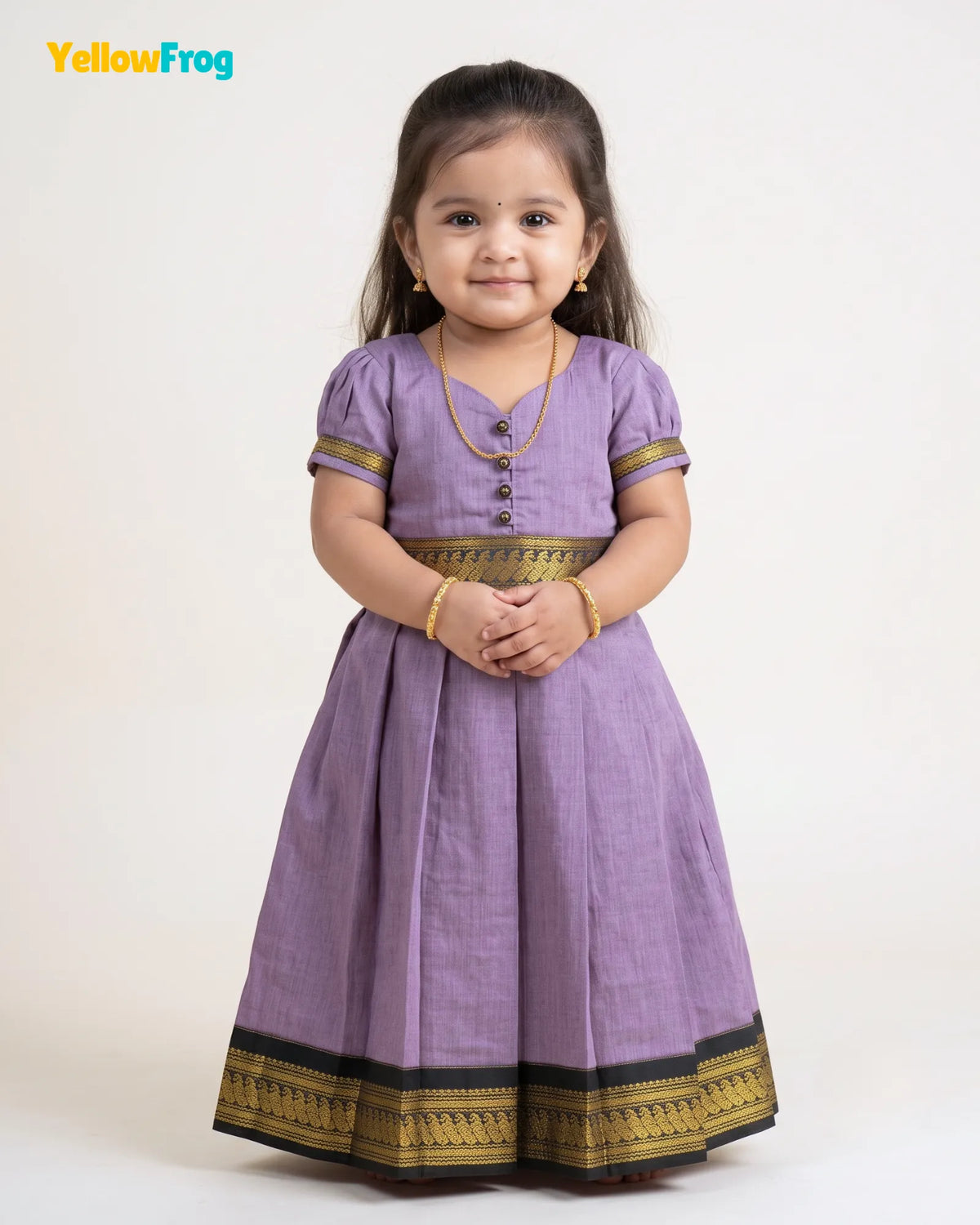 Girls Lilac Kalyani Cotton Traditional Full Gown  PG731