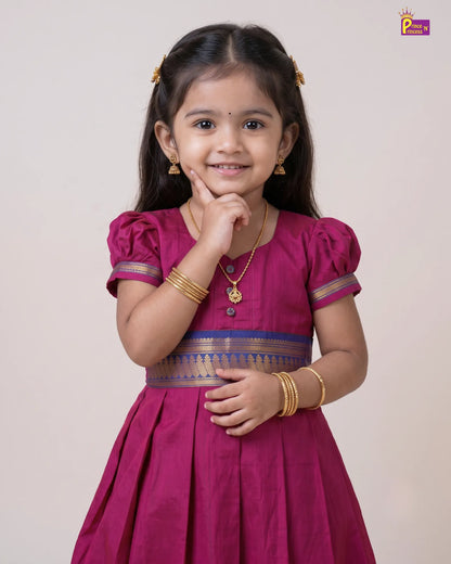 Girls Magenta Kalyani Cotton Traditional Gown PG741