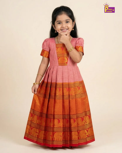 Girls Onion Pink Kalyani Cotton Ethnic Gown PG754