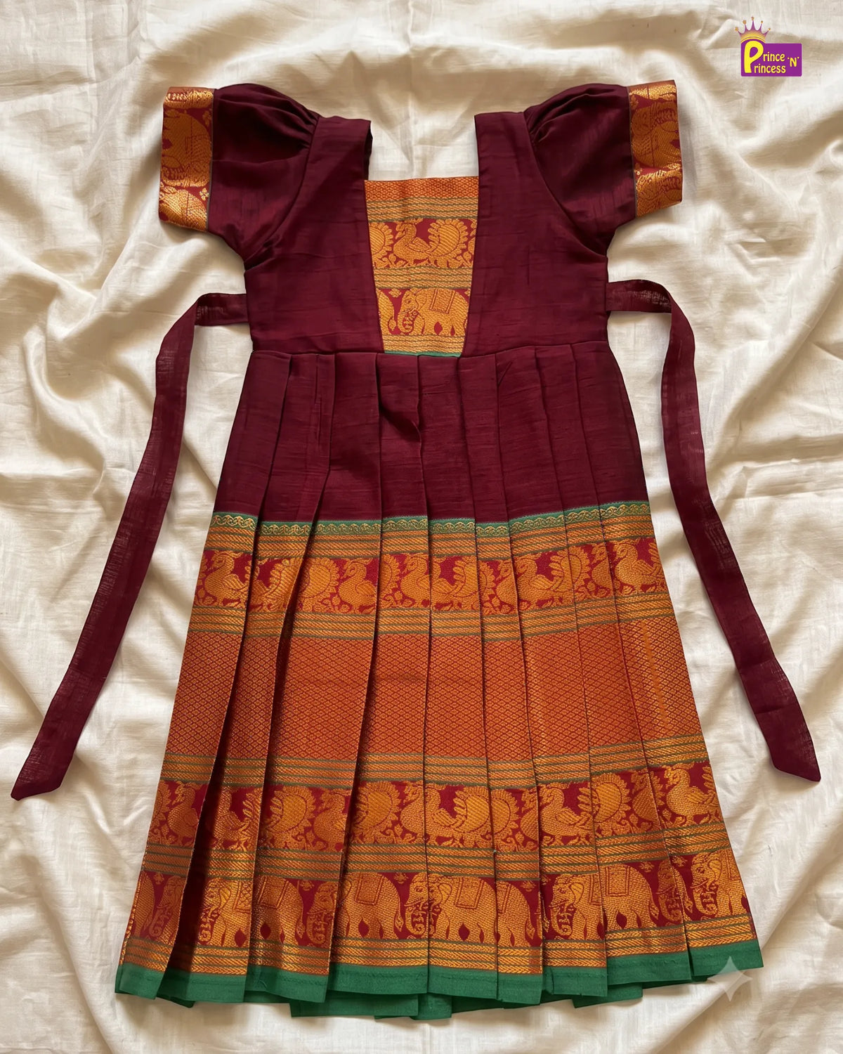 Maroon Kalyani Cotton Gown for Girls – Festive Wear  PG748